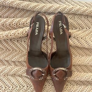 Prada Chocolate Brown Slingback Heels